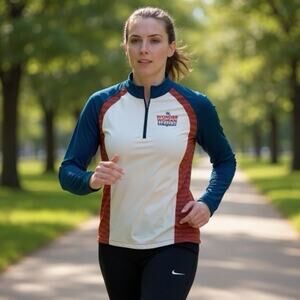 DC Wonder Woman Run Series Quarter Zip Pullover Women’s M Blue Red White